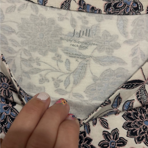 J. Jill Blue and Cream Floral Tunic - Picture 2 of 2